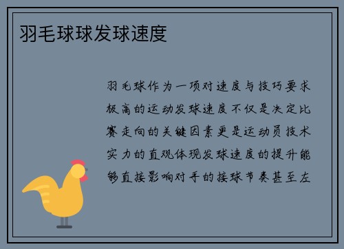 羽毛球球发球速度