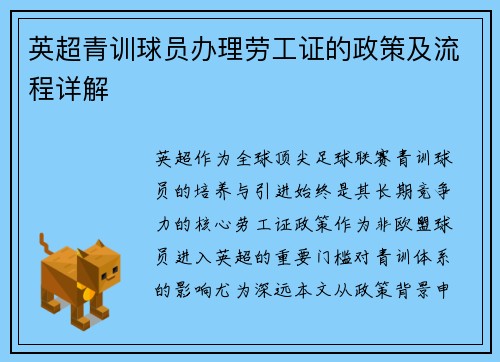 英超青训球员办理劳工证的政策及流程详解